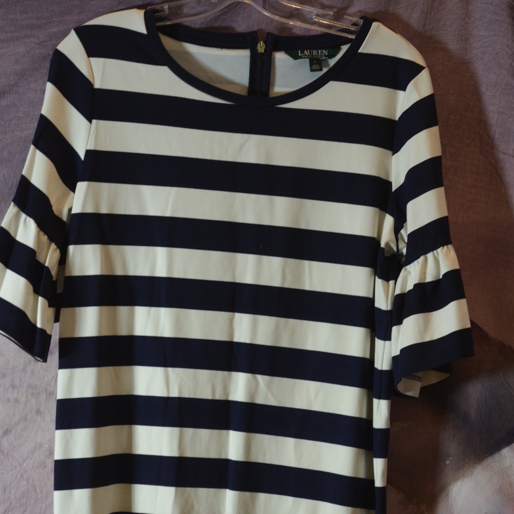 RALF LAUREN STRIPED NAUTICAL DRESS SZ L NWT